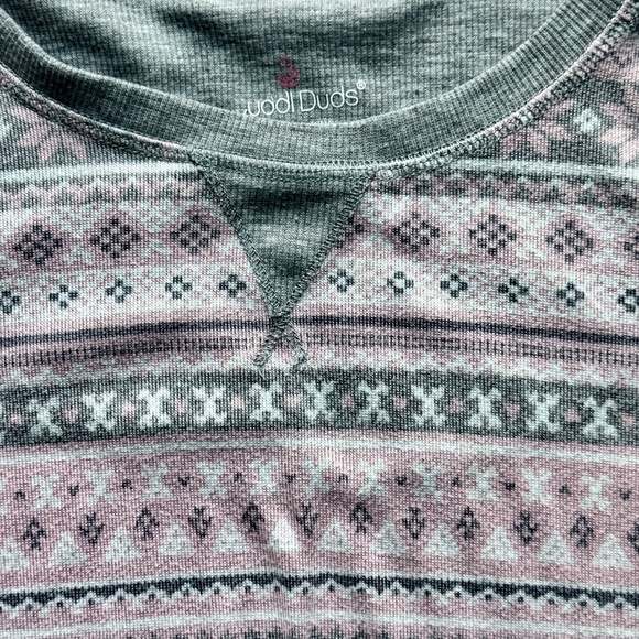 Cuddl Duds Brushed Knit Pajama Sleep Top Pink Gray Fair Isle Print Size XL - Picture 4 of 12